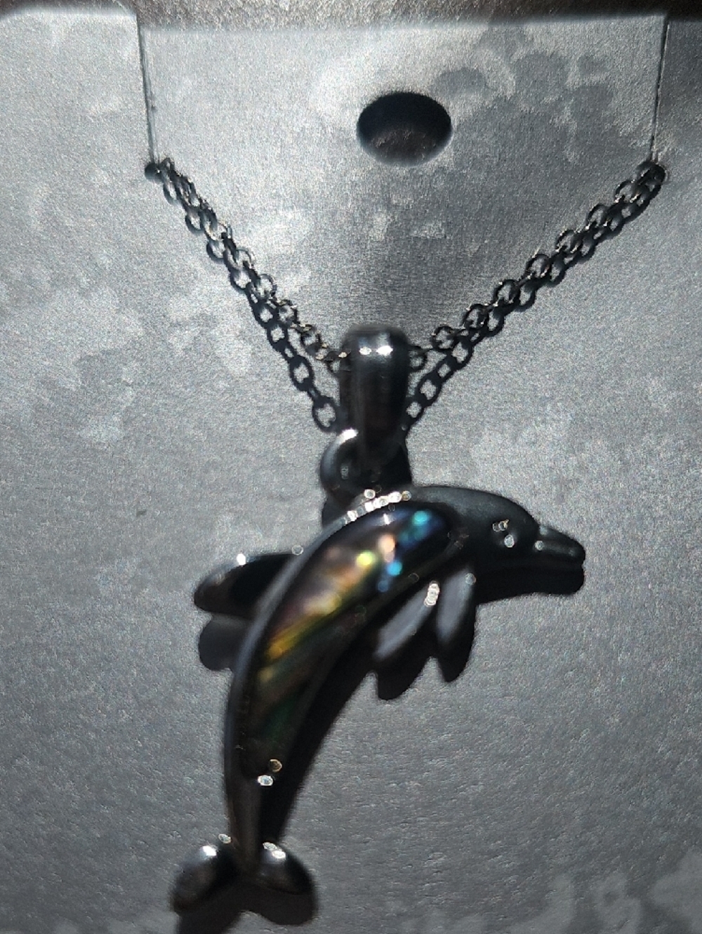 New Silver Dolphin Pendant Necklace with Abalone Inlay - Silver From Sea World - Picture 4 of 6